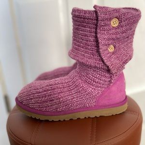 UGG Classic Cardy Knit Boots - Purple - size 8.5